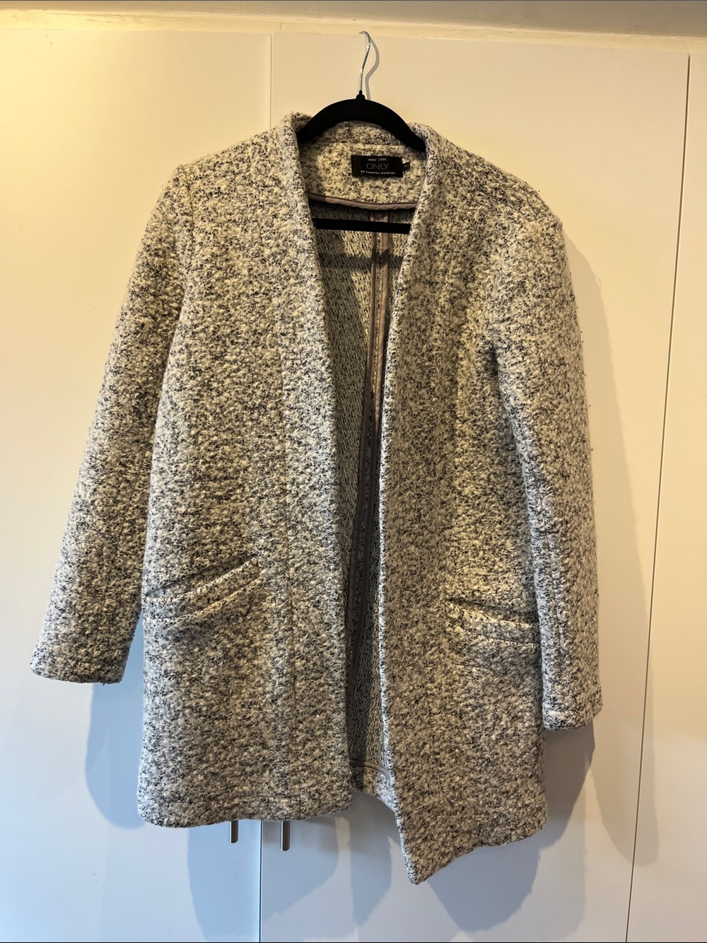 Only Gray Bouclé Open-Front Blazer Jacket